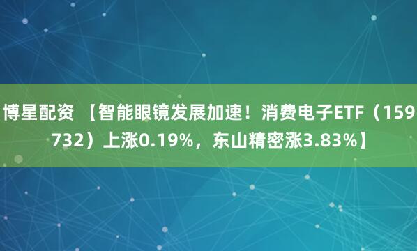 博星配资 【智能眼镜发展加速！消费电子ETF（159732）上涨0.19%，东山精密涨3.83%】