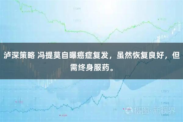 泸深策略 冯提莫自曝癌症复发，虽然恢复良好，但需终身服药。